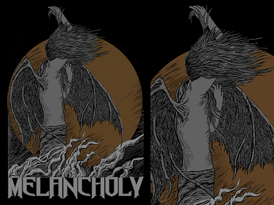 MELANCHOLY artwork concept art coverart darkart deadart deathmetal drawing heavymetal illustration penandink posterartwork screenprinting t shirtdesign