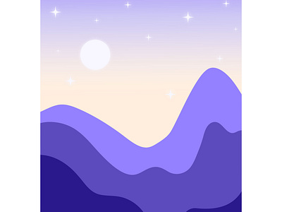 Twilight Mountains adobe illustrator digital art dusk graphic design illustration illustrator landscape moon mountains night stars twilight vector