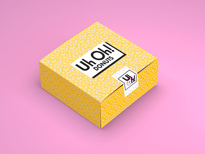 Uh Oh! Donuts Brand and Mockup adobe illustrator affinity photo branding design donut donut box donuts doughnut doughnut box doughnuts graphic design logo mockup packaging pink product package sprinkles surface pattern vector yellow