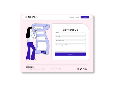 Contact Form 2d graphic 2d illustration adobe illustrator contact contact form contact page contact us design desktop design desktop ui illustration illustrator office illustration people illustration people vector pink submit form ui vector violet