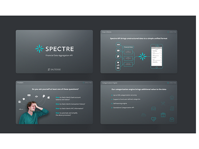 Spectre - Financial App Pitching Presentation api black corneeva dark financial fundraising presentation spectre startup