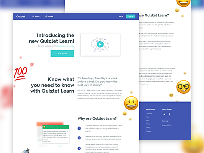 Learn Landing Page app digital emoji ios iphone landing landing page sketch ui web website