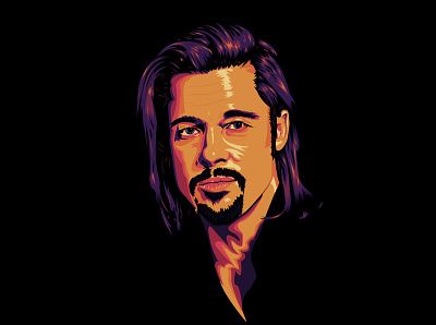 Brad Pitt Vector Portrait adobe adobeillustrator design digital art digital illustration digitalportrait drawing fanart flat fun funportrait illustration vector