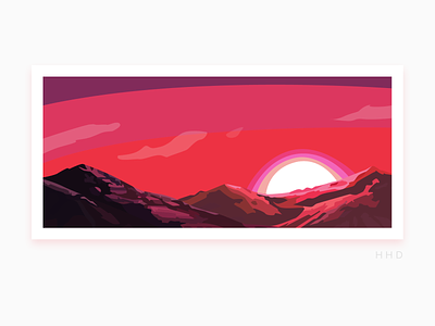 DUSK dusk illustration montain sunset