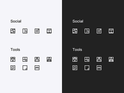 Square icons icon lines portfolio design social tool