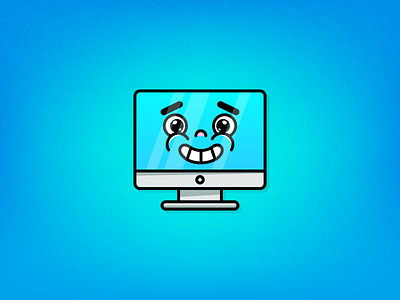 Happy PC adobe illustrator art blue design icon illustration illustrator logo mac pc personal computer vector