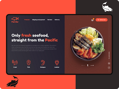 Fish Bar | Landing Page app branding design eat graphic design icon illustration landing page logo ui ux vector