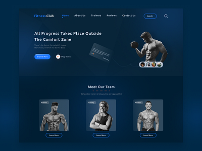 Fitness Web Design bodybuilding coach fitness fitness club graphic design gym health homepage landing page lifestyle mockup training typography ui ux web design website website design weightloss workout