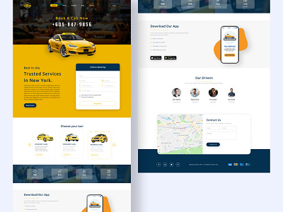 Online Taxi Booking agency booking cab car dealer cars design homepage landing page minimal online service rental ride service taxi taxi booking uber ui ux web design website