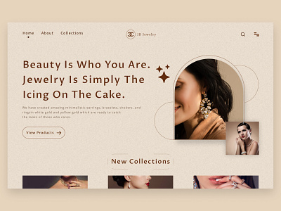 Jewelry Web Design accesories bracelete ecommerce fashion hero header homepage jewellery jewellery store jewelry jewelry shop jewelry store landingpage mainscreen minimal necklace product rings typography ui ux