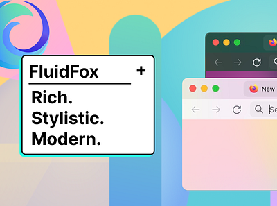 FluidFox, a modern Firefox theme for macOS app branding illustration logo ui vector