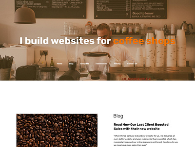 Coffee Website Design landing page small business website design