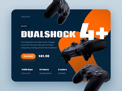 Hero screen for Dualshock 4 landing buy clean concept creative cta dark desktop dualshock flat minimal orange ui web