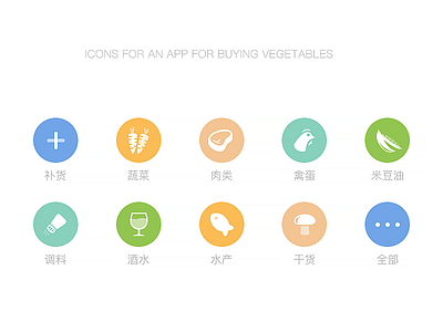 icons for an app for buying vegetables