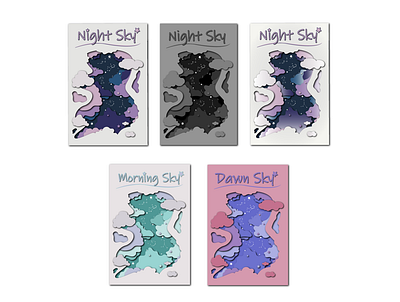 Night sky in papercut style (+ 4 additional versions) night papercut sky