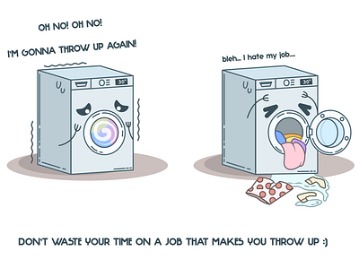 Poor Washer-kun cute cute illustration love yourself motivation motivational washer washing machine