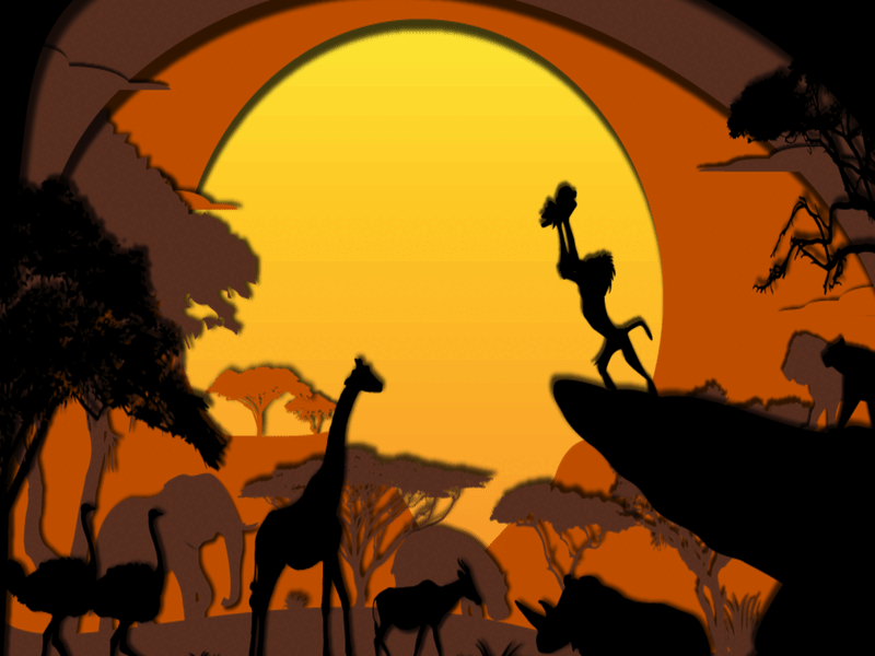 Lion King papercut animation africa animals animation illustration lion king papercut