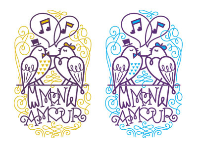 Mon Amour bird flourish free illustration throw valentine