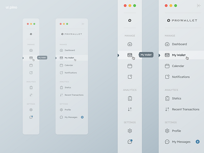 Sidebar UI Element for a Wallet Platform