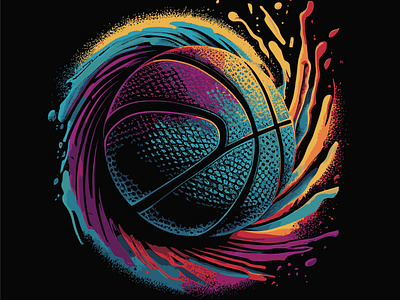Basketball splashing colors 3d basketball colorful graphic design illustration sports vector art