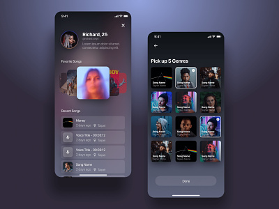 Music match app app design music ui ux