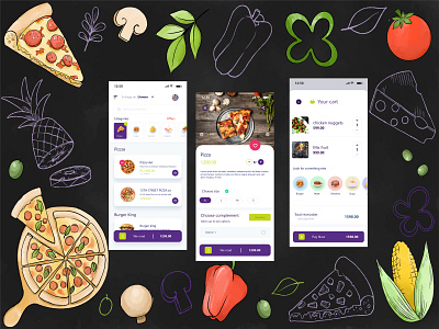 fast food app UI app art branding design graphic design illustration logo ui ux vector