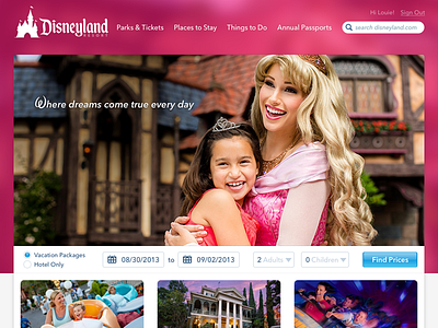 Disneyland.com disney disneyland page parks site theme web