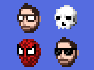 Faces of Louie 16 avatar louie pixel portrait selfie spider man spiderman