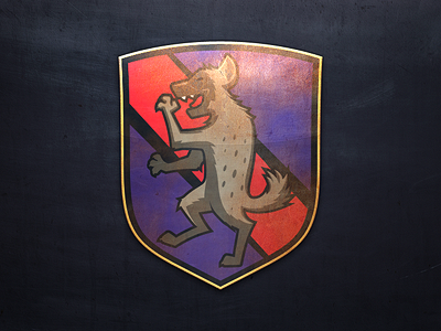 Hyena Crest black gold purple red shield