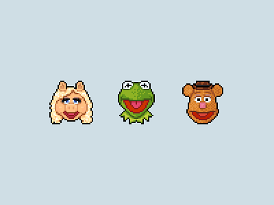 The Muppets bear fozzie frog kermit miss piggy muppets pixel