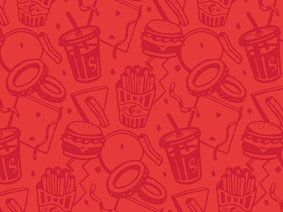 Fast Food Tile burger cheese fast food fries onion rings pattern soda tile