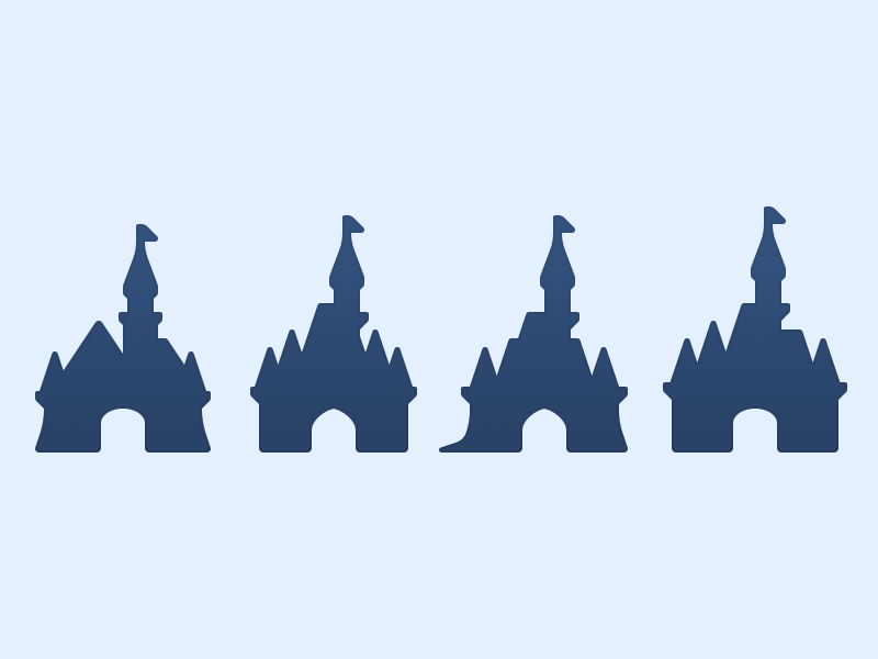 Disney Castle Icons by Louie Mantia, Jr. for Parakeet on Dribbble