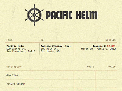 Pacific Helm Invoice