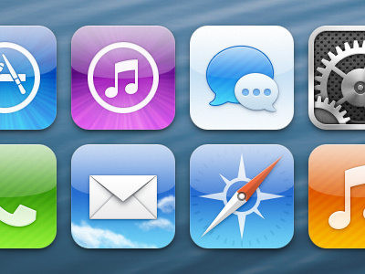 iOS icons app icons imessage ios itunes mail messages music phone preferences safari store system