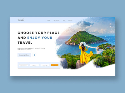 Travel website header Ui designed