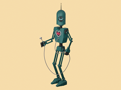 Robot 3d blender caracter cartoon style illustration robot