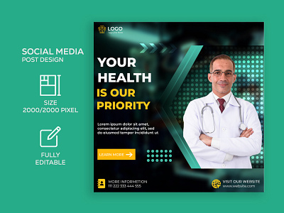 Health And Medial Social Media Post Template Design