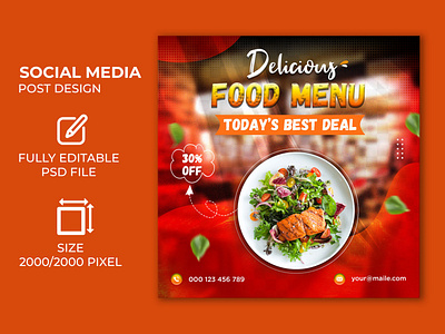 Restaurants social media post design - Restaurants Banner ads