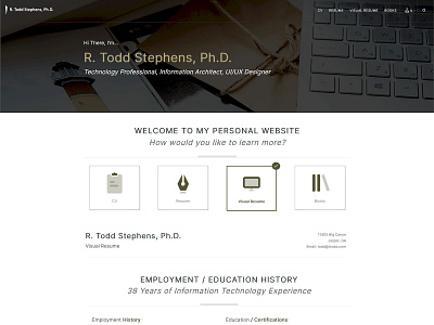 R. Todd Stephens - CV, Resume, and Visual Resume branding cv design portfolio resume ui ux