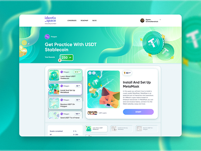 Identix.Space journey page redesign 3d app blockchain branding crypto design graphic design identity illustration metamask quest token ui ui design uiux usdt ux wallet web3 webdesign