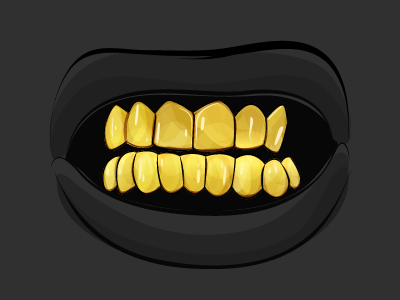 Lips and Grills gold lips poster teeth vector