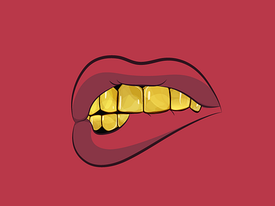Some lips too gold lips poster teeth vector