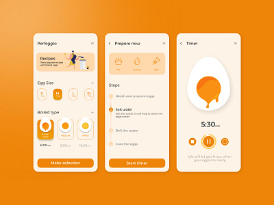 Perfeggto egg timer app app design figma illustration minimal ui vector