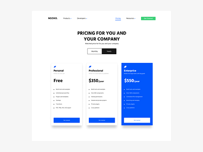 Pricing page branding design minimal ux