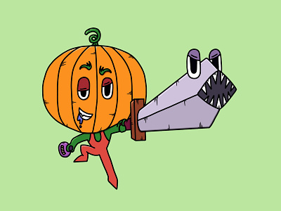 Pumpkin trouble maker character design design fall graphic design illustration illustrator procreate