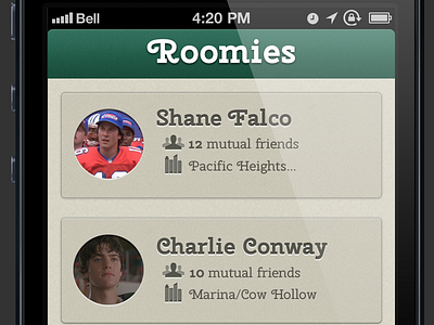 Roomies User List ios iphone list preferences ui users