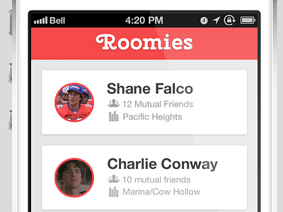 Roomies List_Flat flat ios 7 profile list ui