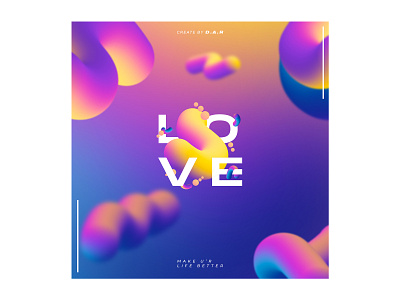 L . O . V . E branding design fluid art illustration logo typography