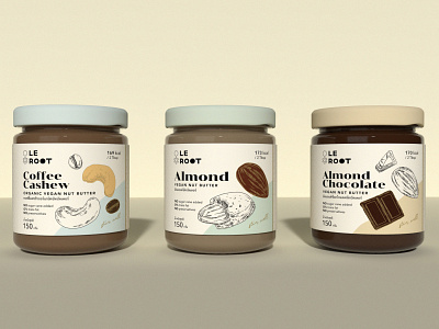 Le Root Vegan Nut Butter butter design food healthy illustration label nut packaging pastel