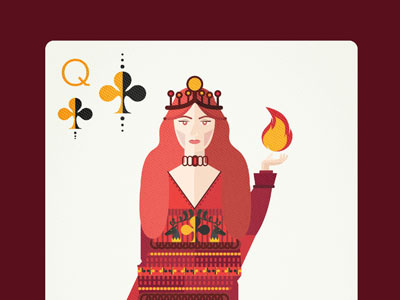 Melisandre, The Red Woman, as the Queen of Clubs design dragon fan art flat design game of thrones illustration khaleesi vector